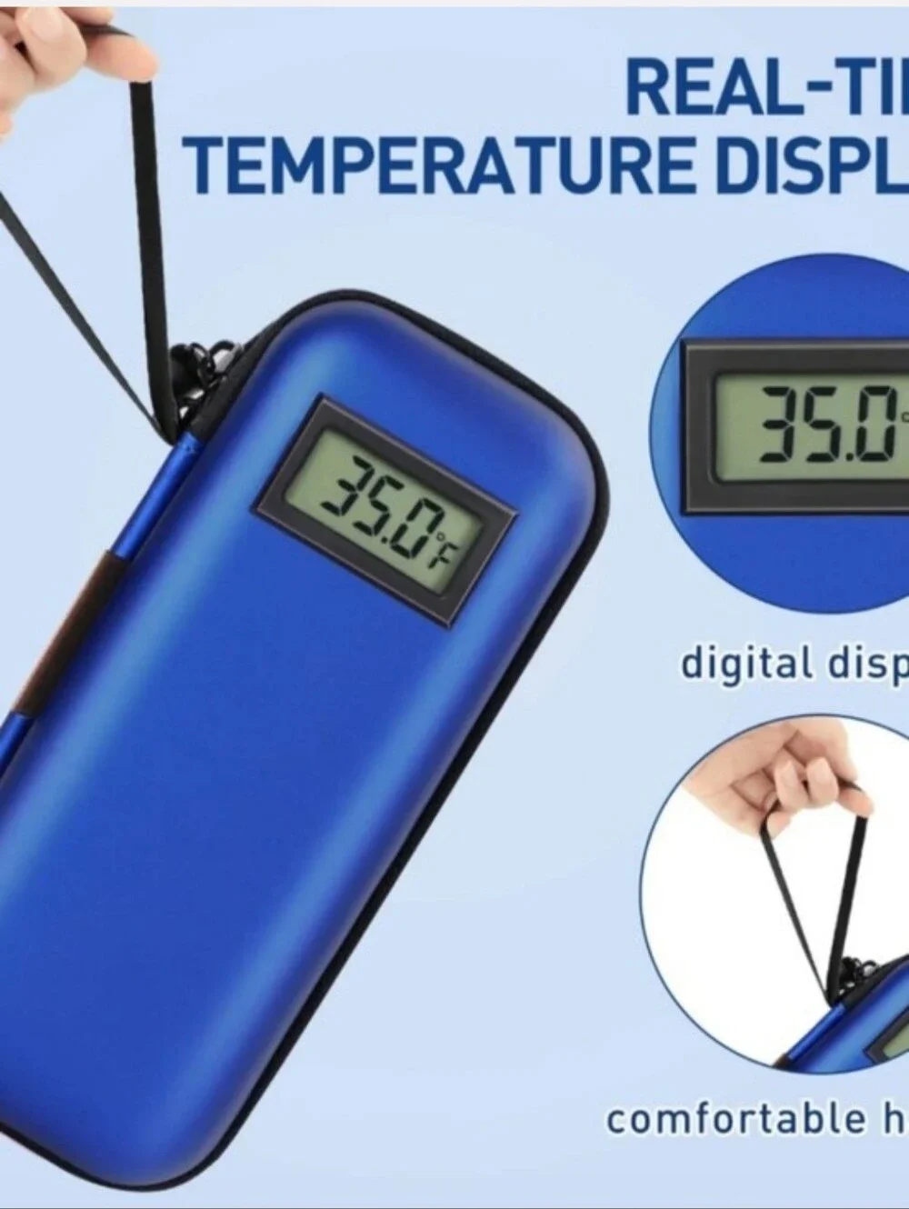 Portable Blue Power Bank with LCD Charge Meter